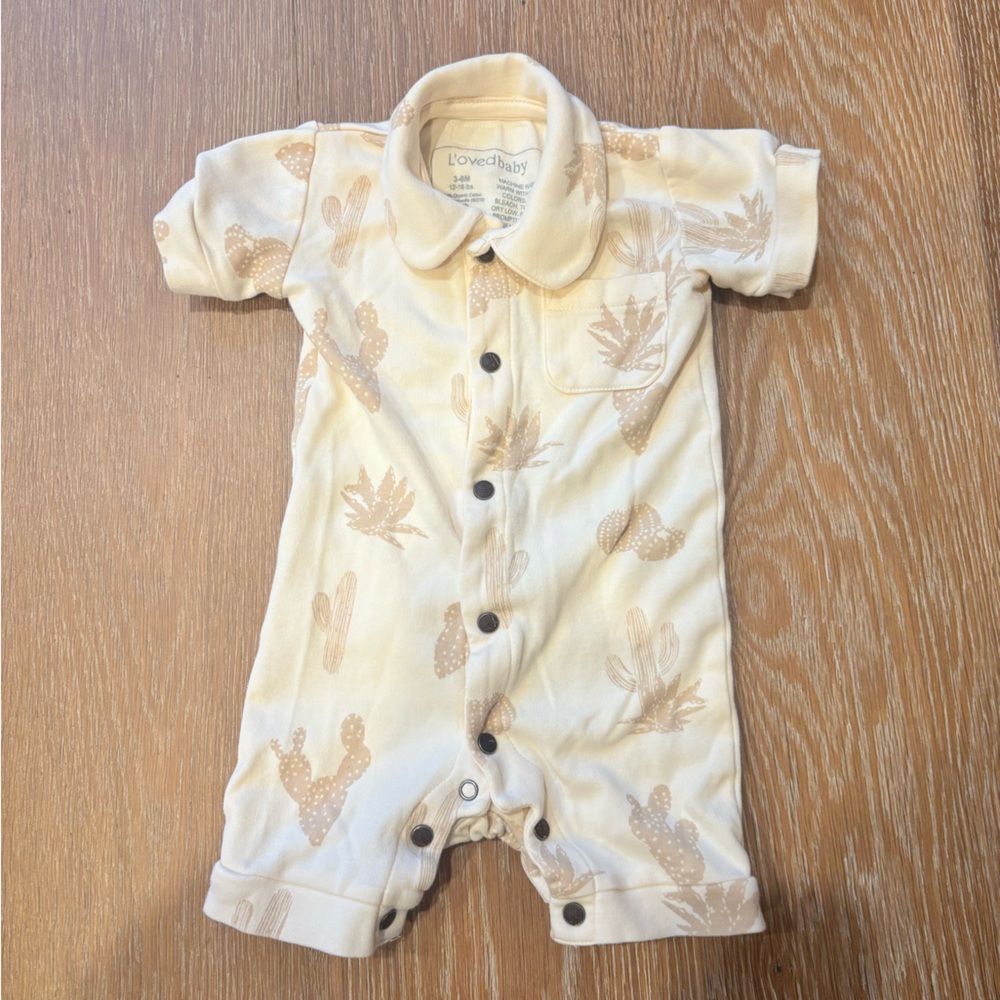 L'ovedbaby Cream romper buttercream cactus 3-6
